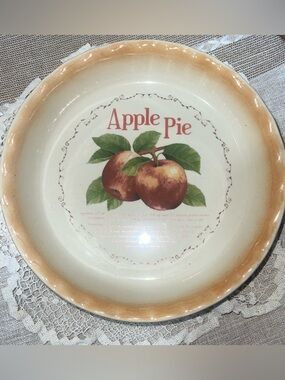 Nantucket Bakeware Apple Pie Recipe Plate Dish With Desert Bowl Vintage Rare